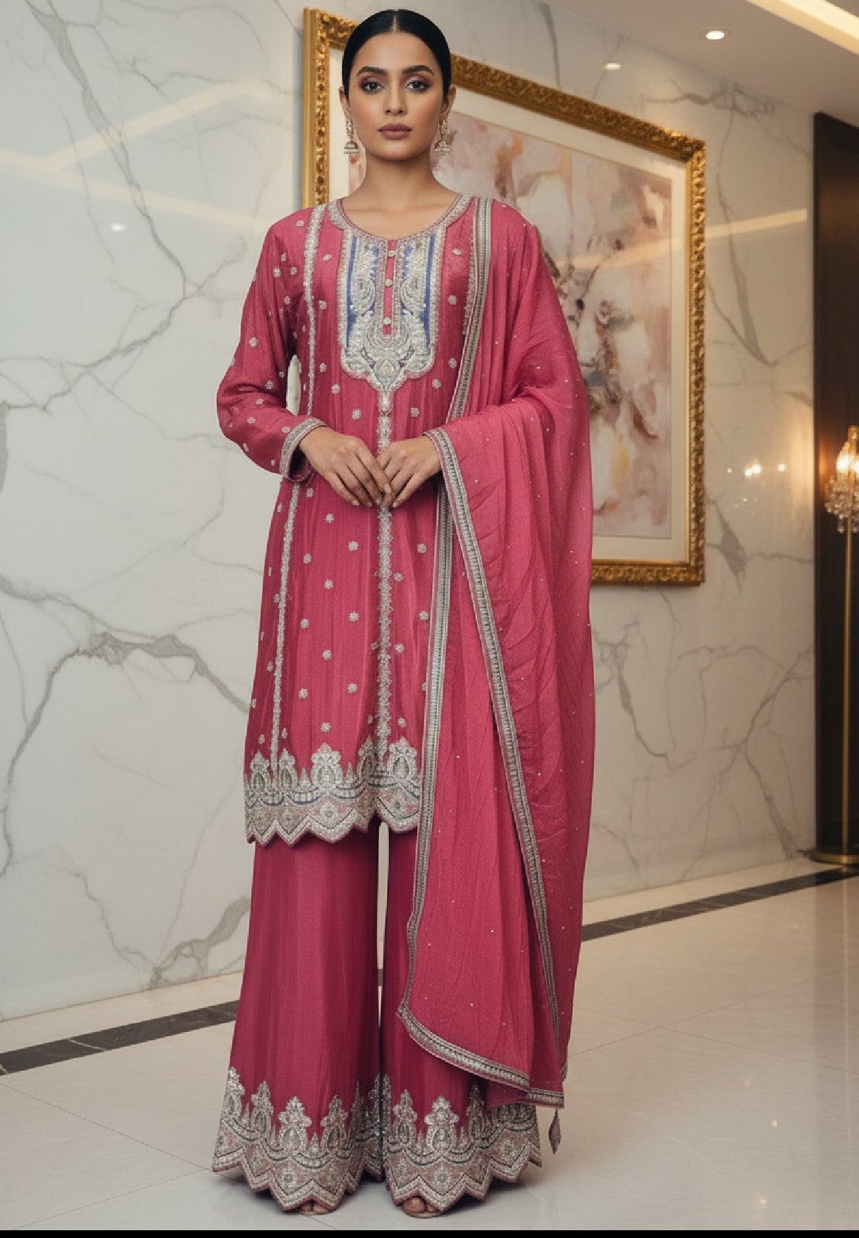 Partywear Anarkli with plazo dress
