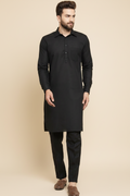 Kurta Pajama Set – Black Cotton