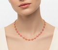 Pink Daisy Flower Chain Necklace | Gold-Tone Enamel Station Necklace-Anti-Tarnish