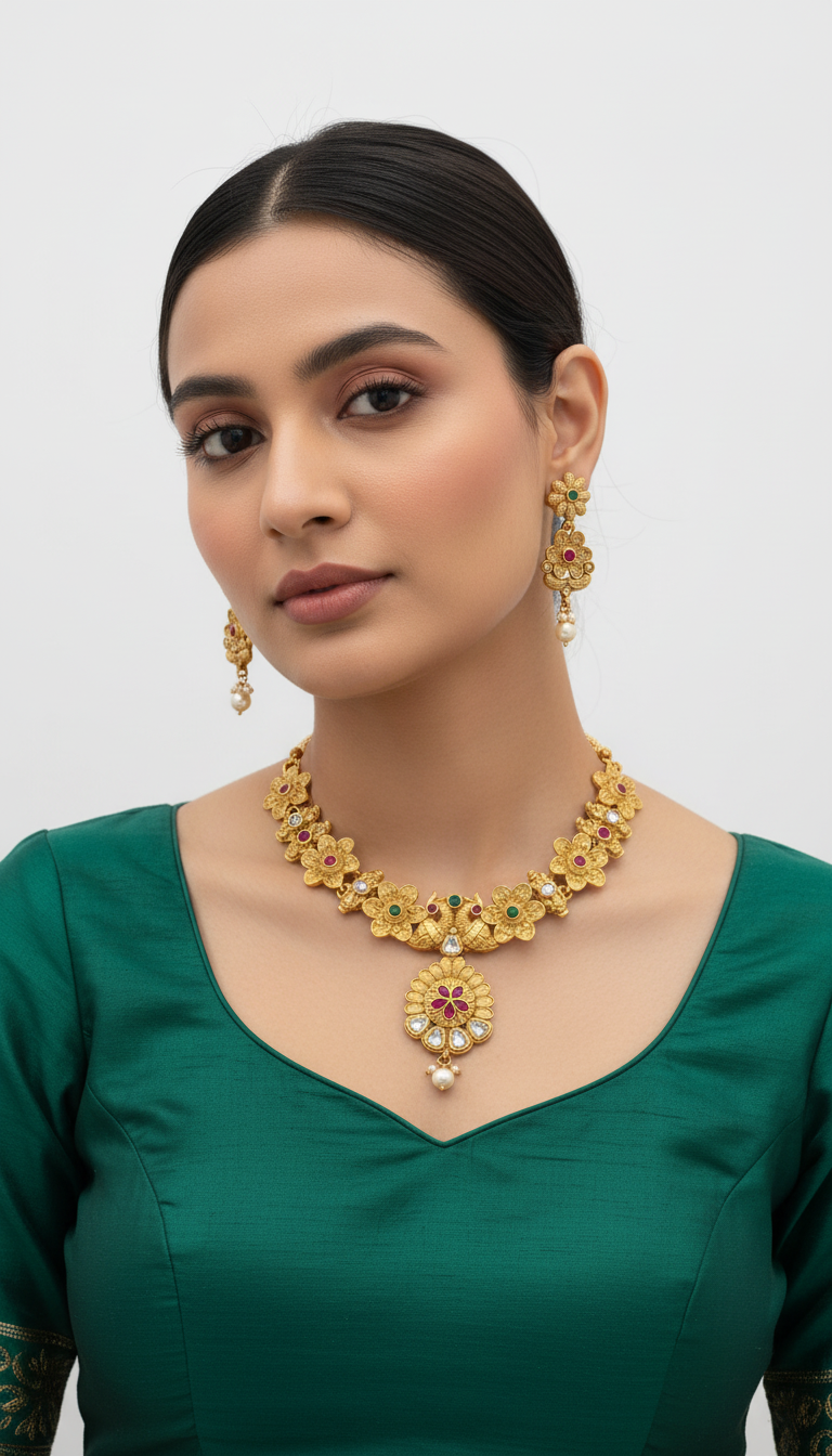Beautiful Goldplated necklace set with earings
