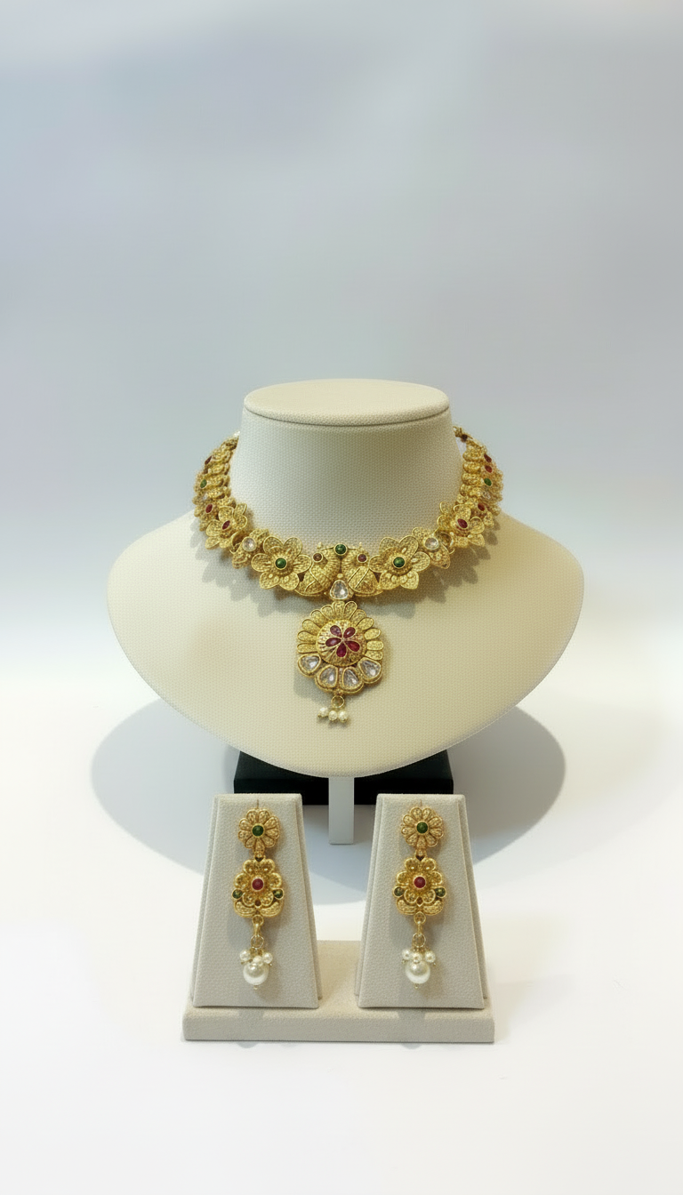 Beautiful Goldplated necklace set with earings
