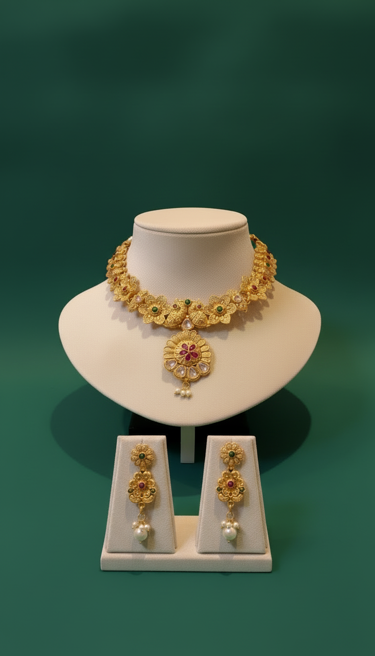 Beautiful Goldplated necklace set with earings