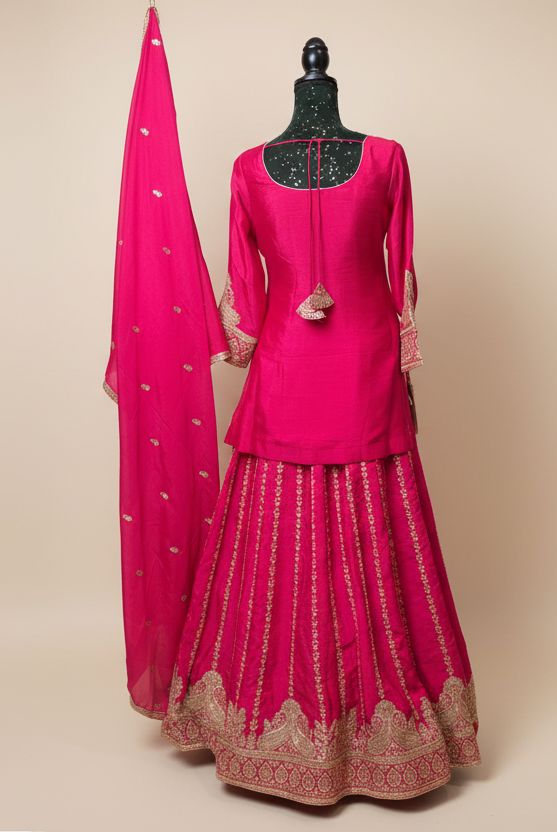 Beautiful Short Kurtis Lehnga – Magenta Partywear