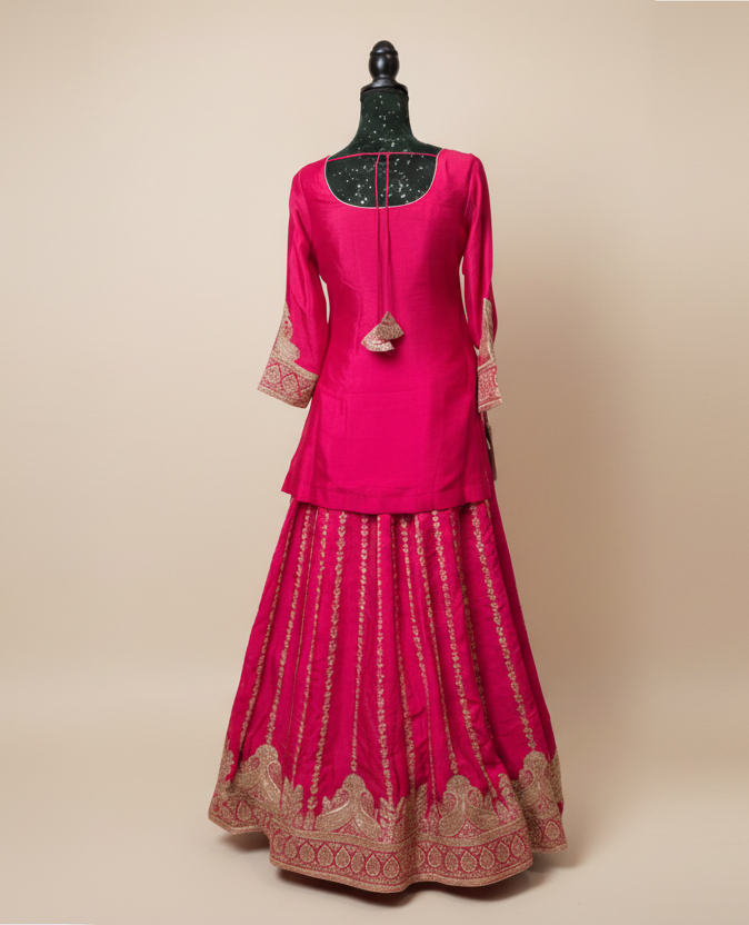 Beautiful Short Kurtis Lehnga – Magenta Partywear