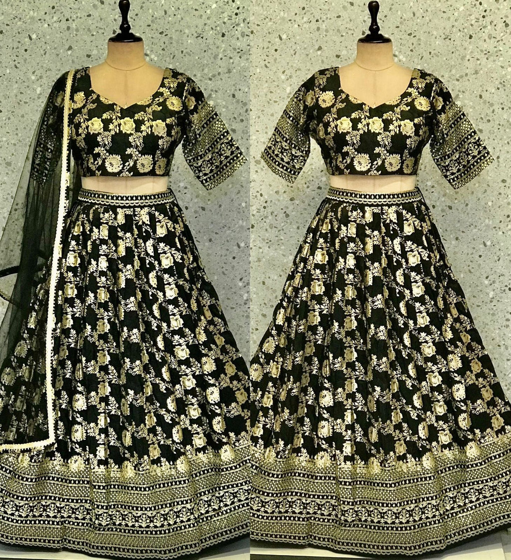 Black Lehenga Choli with Net Dupatta – Sizes 36, 38, 40
