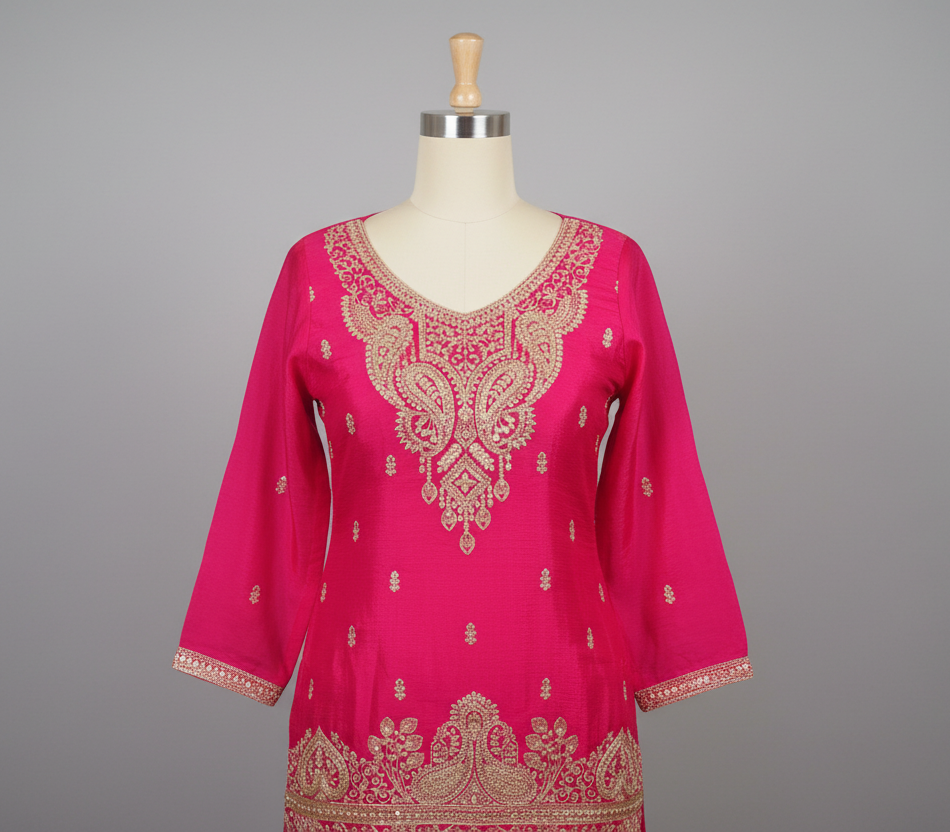 Beautiful Short Kurtis Lehnga – Magenta Partywear