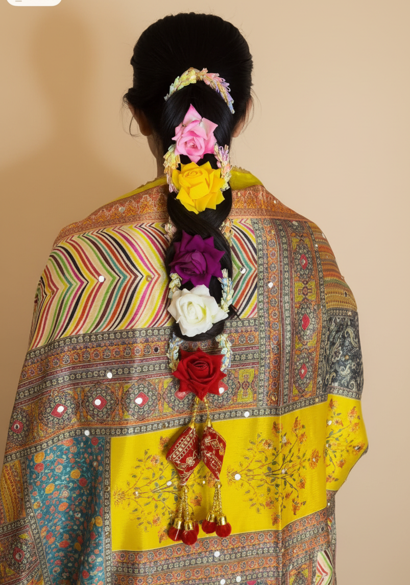 Beautiful Indian Floral Pranda – Handmade Hair Accessory