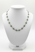 Blue Daisy Flower Chain Necklace | Gold-Tone Enamel Station Necklace-Anti-Tarnish