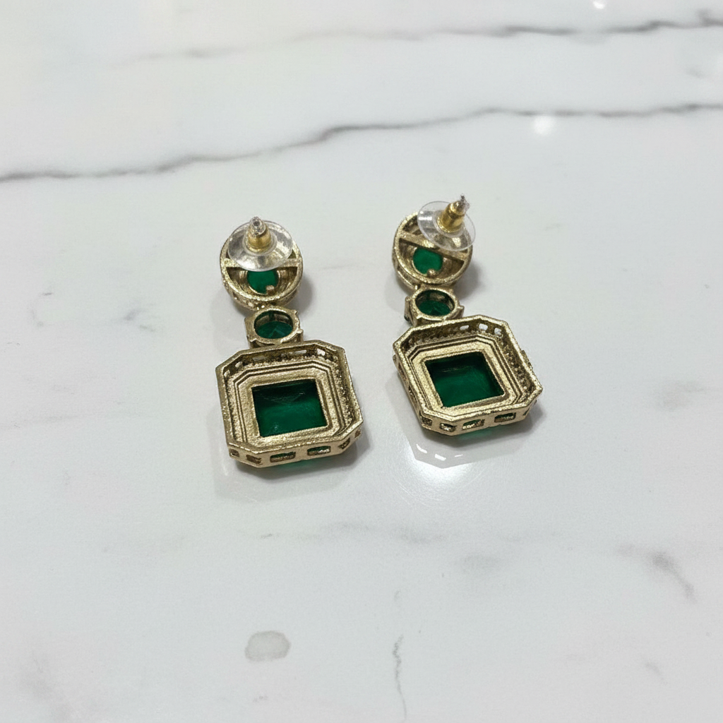 Emerald Green Necklace & Earrings Set – Indian Bridal Jewellery