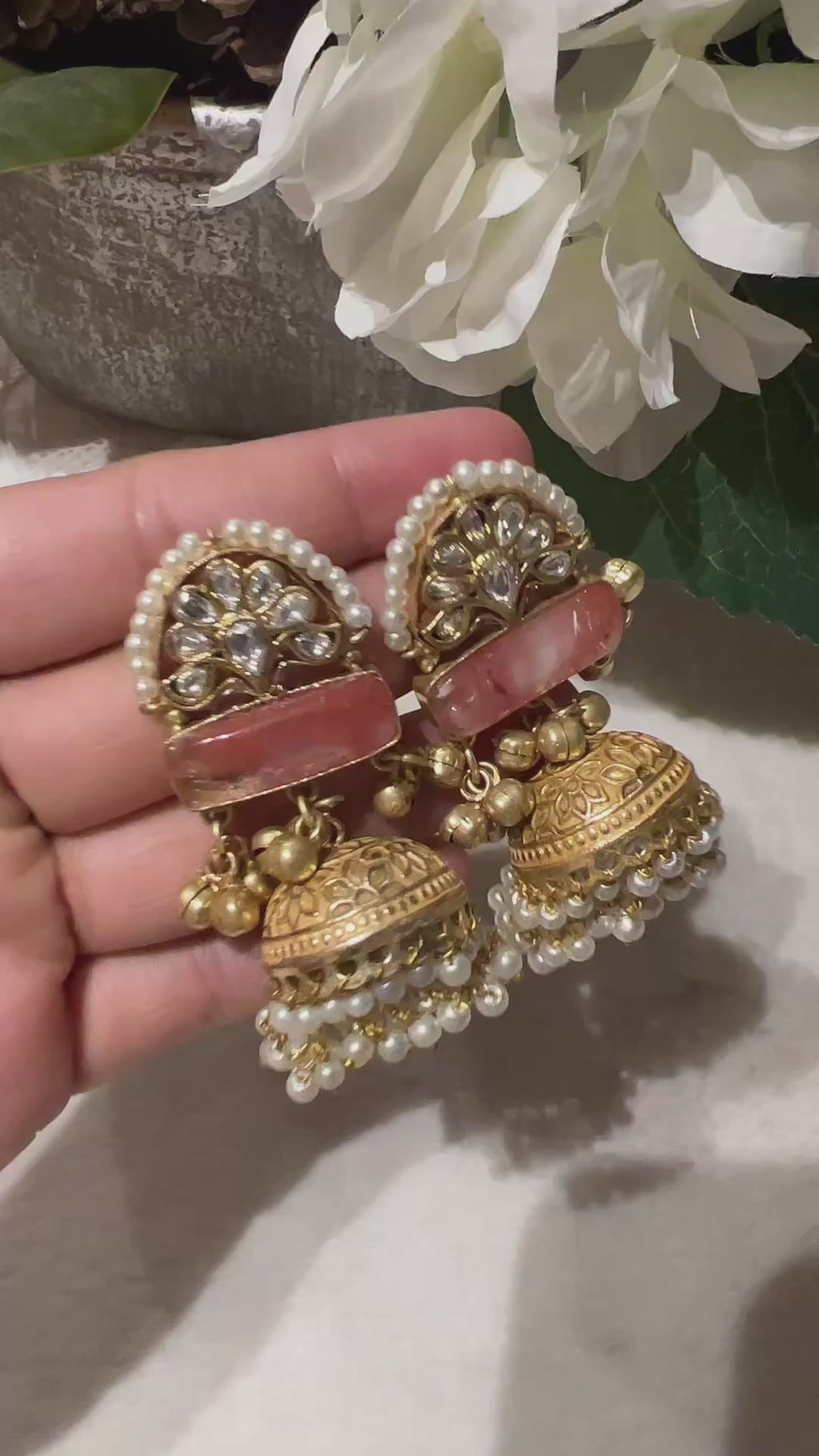 Kashmiri Jhumka Earrings | Kundan & Pearlpai