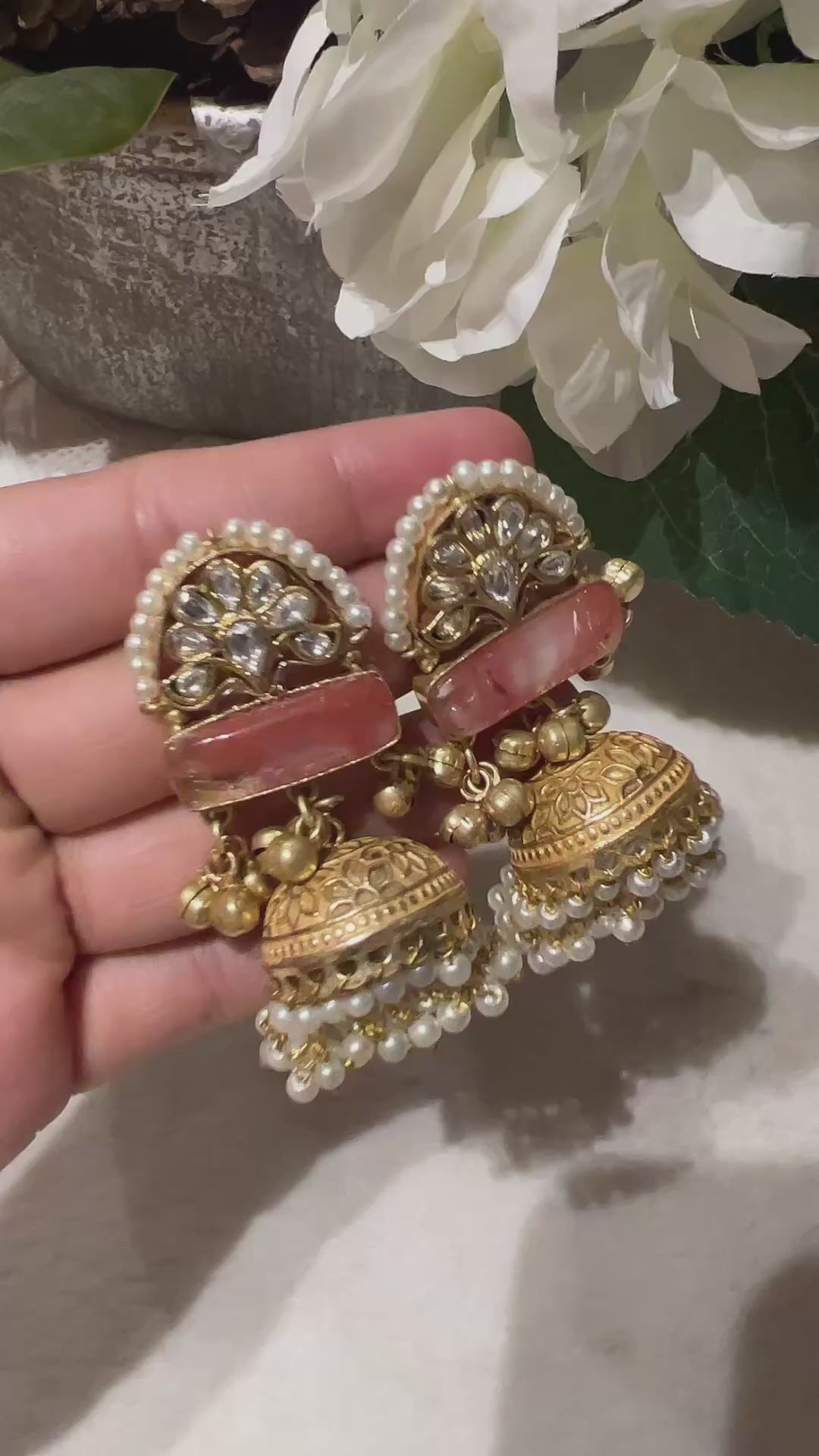 Kashmiri Jhumka Earrings | Kundan & Pearlpai