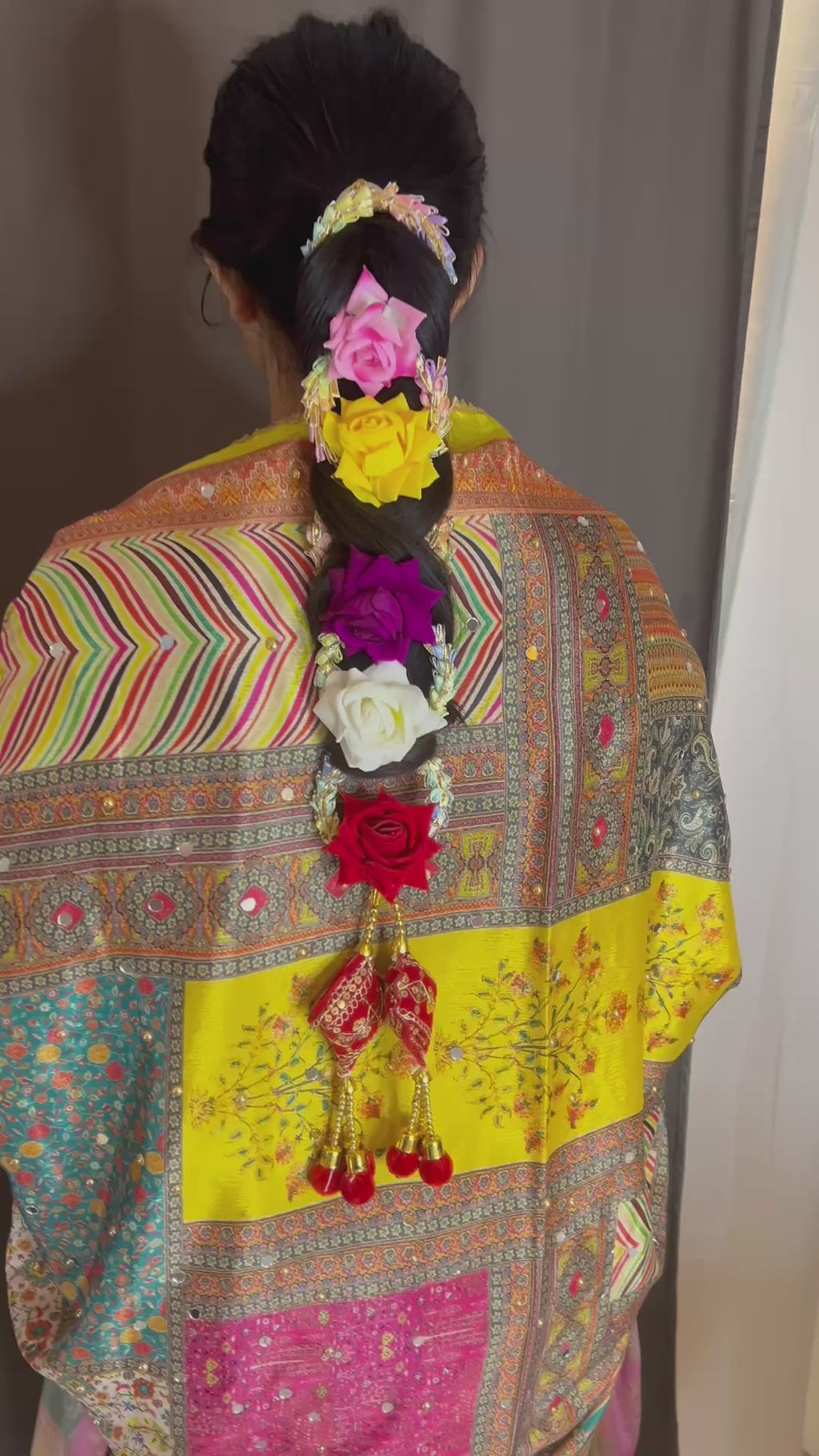 Beautiful Indian Floral Pranda – Handmade Hair Accessory