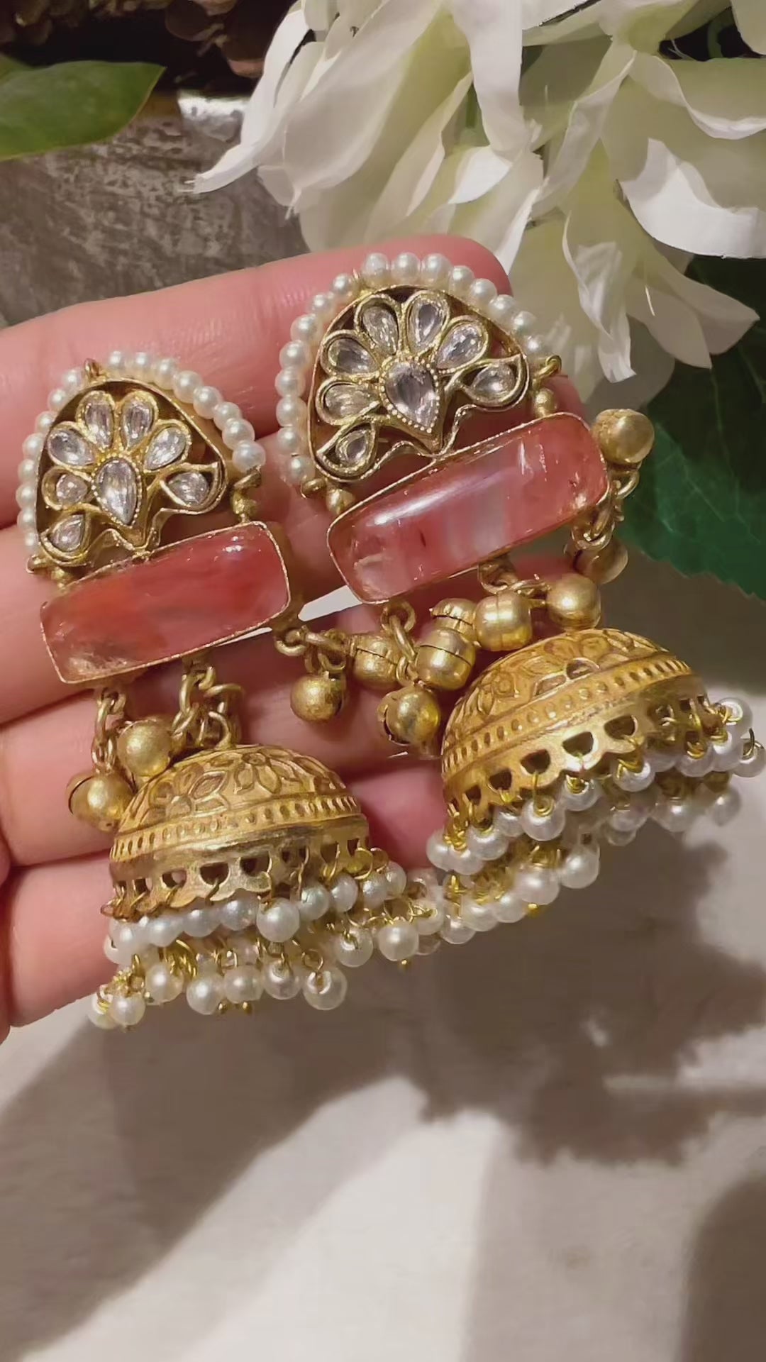 Kashmiri Jhumka Earrings | Kundan & Pearlpai